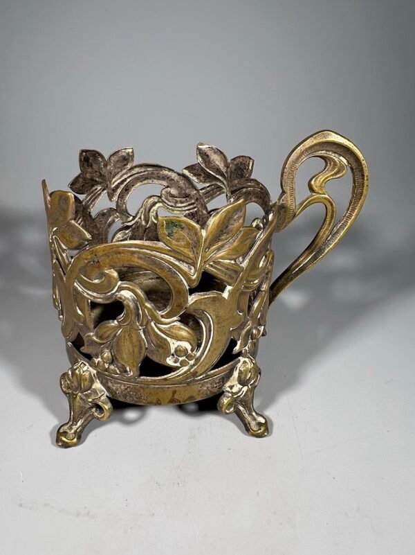 Podstakanikas, stiklinių laikiklis, Art Nouveau stiliaus, antikvarinis, prancūziškas. Kaina 58