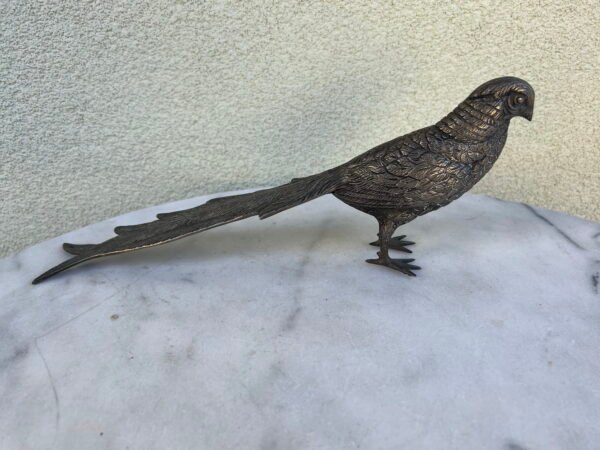 Statulėlė Fazanas, metalinė, sidabro spalvos, vintažinė. Kaina 63