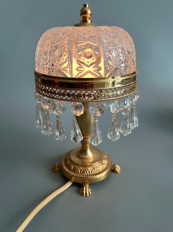Šviestuvas, stalinis, naktinė lempa, krištolinis, bronzinis, vintažinis. Veikiantis. Kaina 68