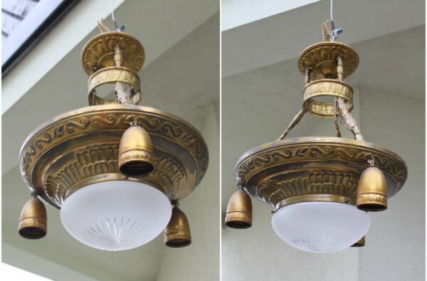 Šviestuvas Art Deco stiliaus, antikvarinis, tarpukario laikų. Rastas Kaune, Žaliakalnyje. Kaina 287