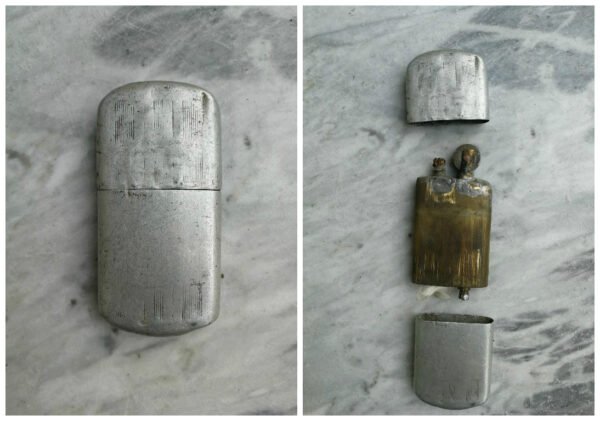 Žiebtuvėlis antikvarinis, tarpukario laikų, aliuminiu korpusu. Kaina 43