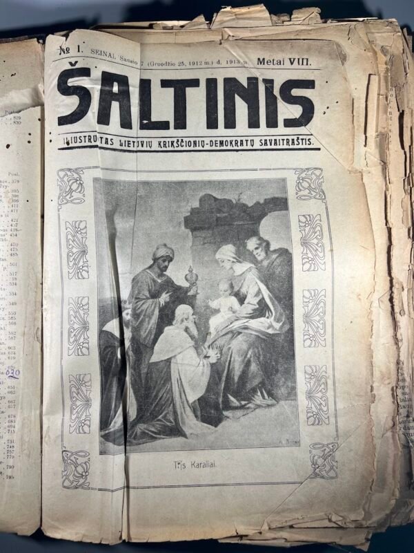 Žurnalų metinis rinkinys Šaltinis. Iliustruotas lietuvių krikščionių-demokratų savaitraštis. Seinai. 1913 m. Kaina 28