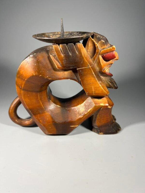 Žvakidė velnias, medinė, drožinėta, lietuviška. Kaina 38