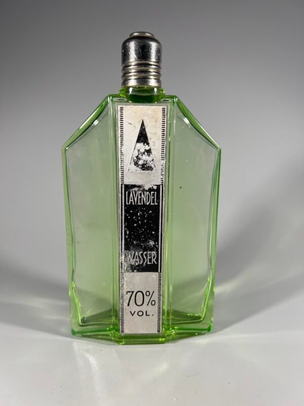 Buteliukas antikvarinis, urano stiklo, Lavendel Wasser odekolono, tapukario laikų. Vokietija. 1930 m. Kaina 87