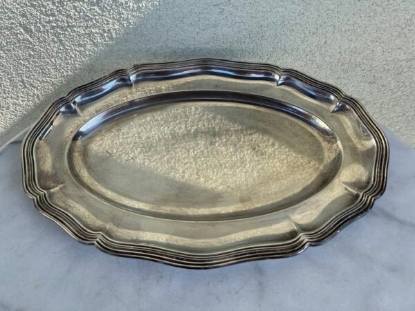 Padėklas antikvarinis, sidabruotas. Dydis: 26 x 40 cm. Kaina 42