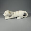 TSRS laikotarpio Polonės gamyklos porcelianinė baltojo tigro snieginio leopardo statulėlė 15 cm