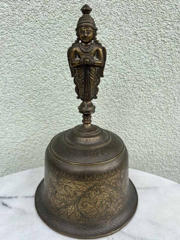Antikvariniostiliaus dviveidis hinduistų ritualinis varpas „Hanuman Garuda Ghanta“ (Aukštis 30 cm, 2,8 kg)