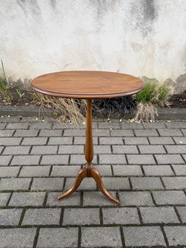 Elegantiškas vintažinis trikojis medinis staliukas, stovelis, a. 68 cm