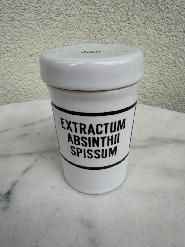 Antikvarinis vaistinės, vaistų, medicininis indas „Ditmar-Urbach“ (Čekoslovakija, tarpukaris, 1924–1938 m.) – Extractum Absinthii Spissum