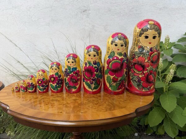 Didelis 10 dalių matrioškų rinkinys „Polchovo Maidanas“ (Aukštis 2–32 cm)
