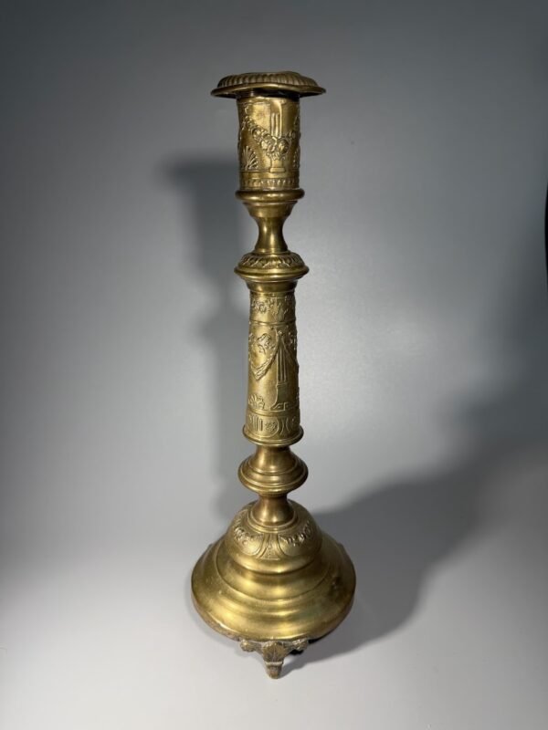 Antikvarinė Varšuvos Šabo žvakidė „SOLPLAT WARSZAWA“ (1890–1914 m., aukštis 38 cm)