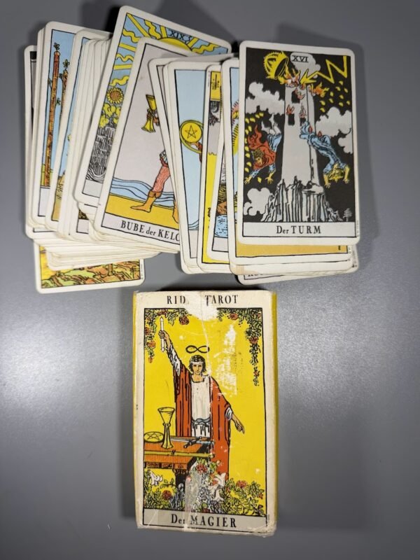 Vintažinė vokiška „Rider Tarot“ kortų kaladė (1971 m. leidimas, AGMüller, Šveicarija)