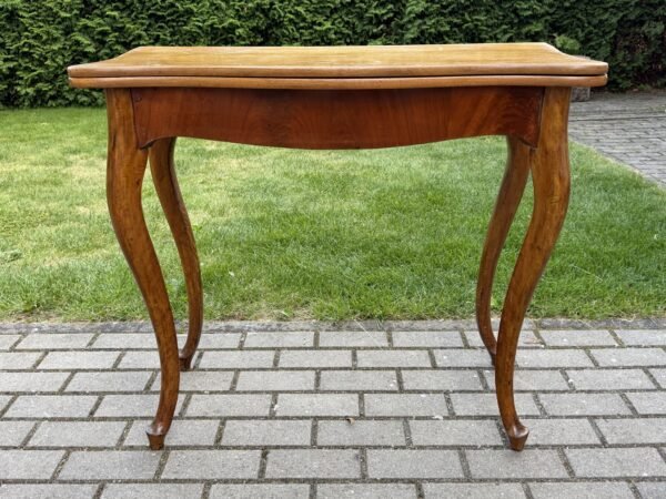 Antikvarinis išskleidžiamas, atlenkiamas žaidimų ir lošimų staliukas - konsolė (89 × 43/86 cm, aukštis 77 cm)