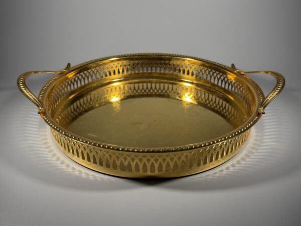 Vintažinis 24K auksu padengtas serviravimo padėklas „Scandia Guld“ su rankenomis (24 cm)