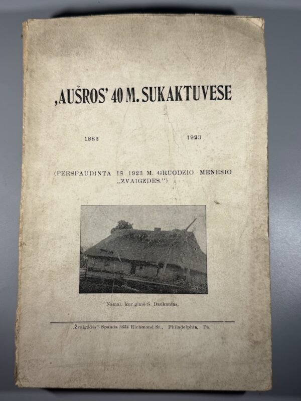 Knyga „Aušros 40 m. sukaktuvėse“, JAV, 1923 m.