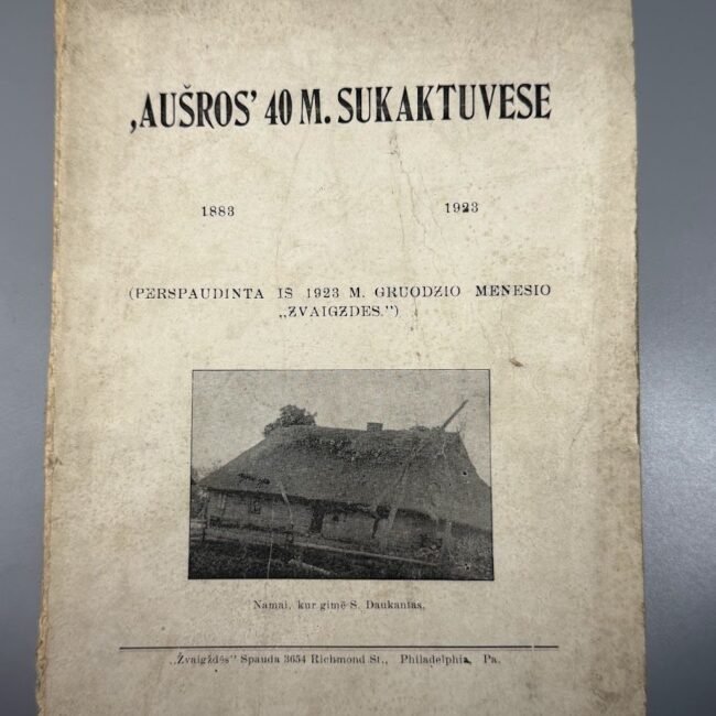 1923-knyga-ausros-40-m-sukaktuvese-virselis-simono-daukanto-gimtine-philadelphia