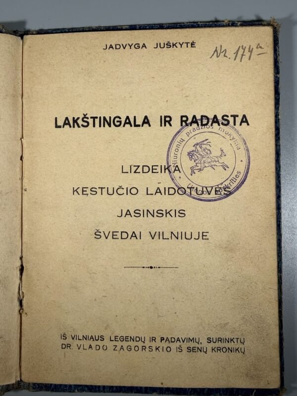 Knyga J. Juškytė „Iš Vilniaus legendų ir padavimų“, tarpukaris